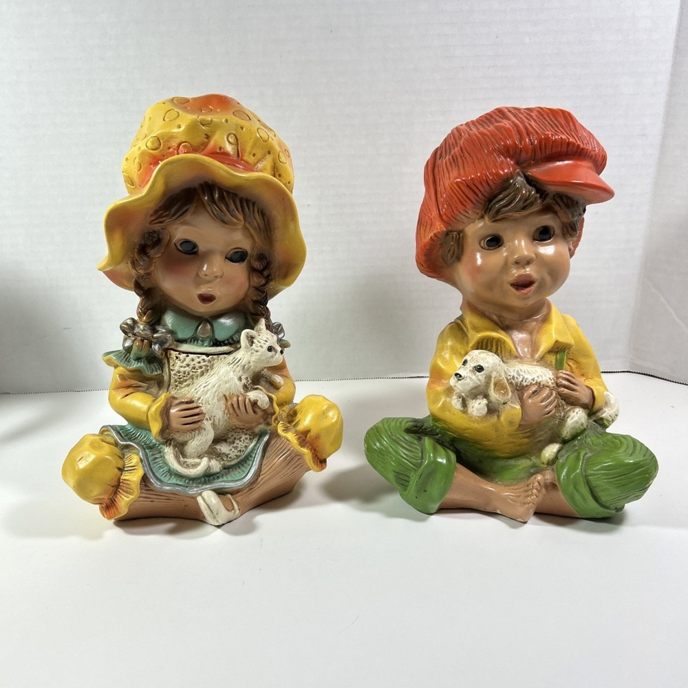 Universal Statuary chalkware figurines Alice‎ & Andy Door Stoppers Holly Hobby